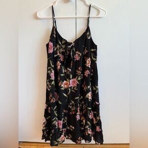 NWT Floral tank dress, black with floral print, S